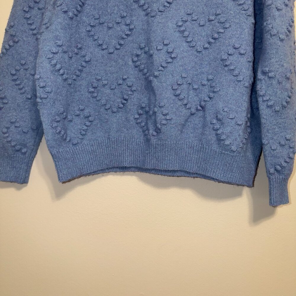 Dreamers Heart Knit Sweater Size Small Blue Cozy Crewneck Soft Top - Picture 5 of 7